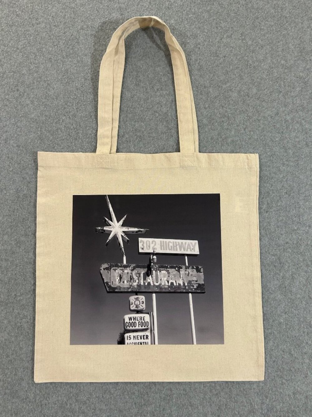 Vintage-Inspired Shopping Tote Bag Kermit TX 302 Highway Retro Restaurant Sign